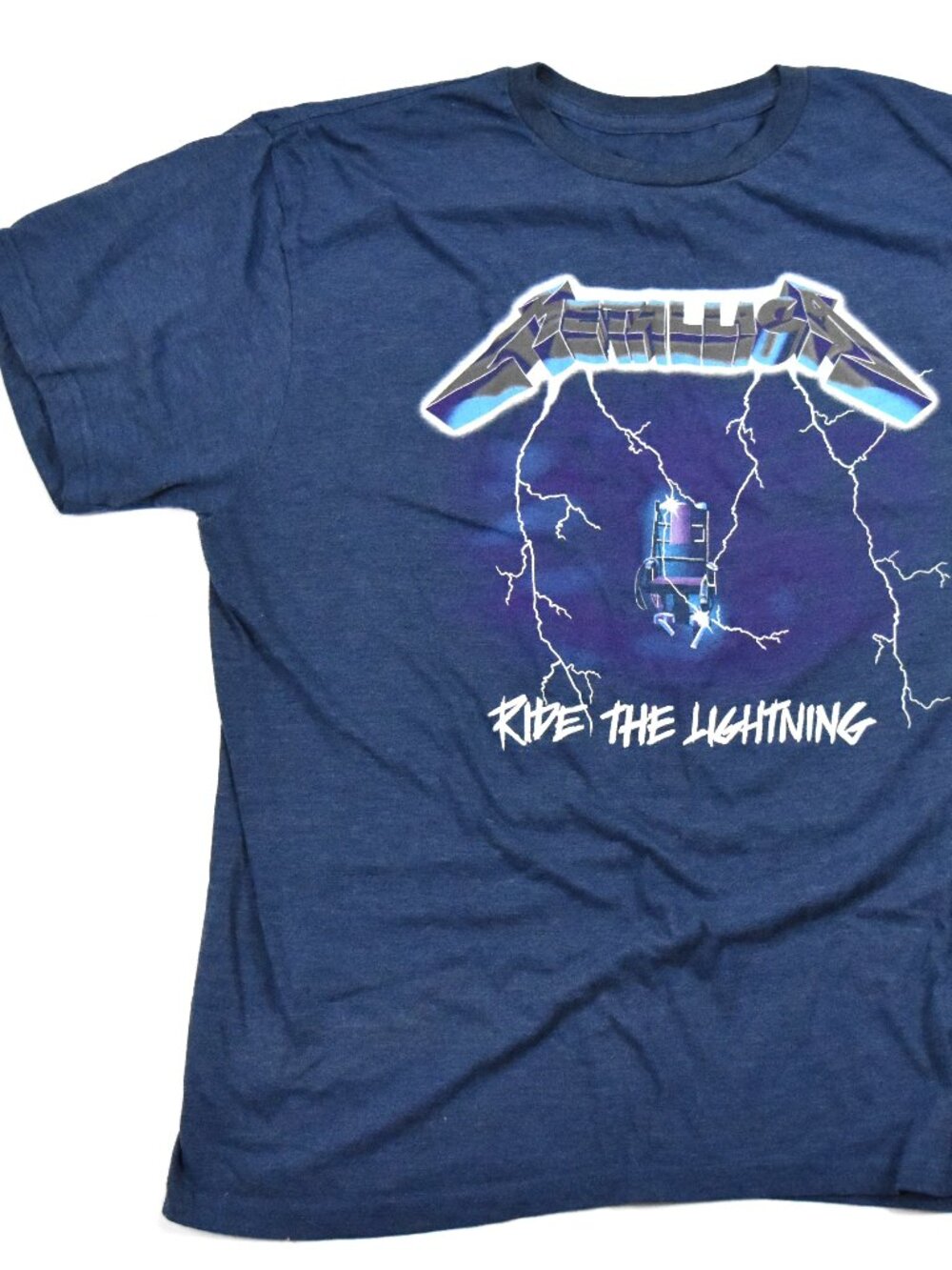 Metallica Ride The Lightning Blue Band T-Shirt Unisex XXL Short Sleeve